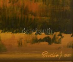 Pintér József (1922-2002): Őszi táj. Olaj, farost. Jelzett. 50x70 cm Fakeretben