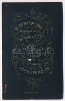 cca 1880 Férfiportré, keményhátú fotó Irma Seemayer műterméből, ritka, 10,5×6,5 cm