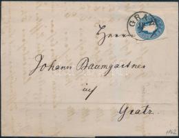 1862 15kr centrált, levélen teljes tartalommal / on cover with full content &quot;GRAN&quot; - &quot;WIEN&quot;