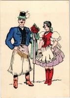 Magyar folklór művészlap / Hungarian folklore art postcard