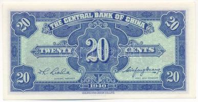 Kína 1940. 20c "Central Bank of China" T:UNC
China 1940. 20 Cents "Central Bank of C...
