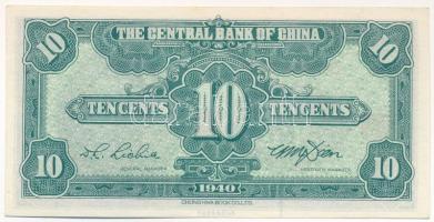 Kína 1940. 10c "Central Bank of China" T:UNC
China 1940. 10 Cents "Central Bank of C...