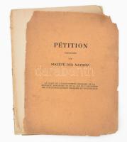 1929 A jugoszláviai magyar kisebbség petíciója a Népszövetségnek az oktatási törvénnyel kapcsolatban 15 + 2 p. Kissé sérült papírborítóval