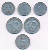 NDK 1949-1965. 1pf Al - 10pf Al (6db, 5xklf) T:VF GDR 1949-1965. 1 Pfenning Al - 10 Pfenning Al (6pcs, 5xdiff) C:VF