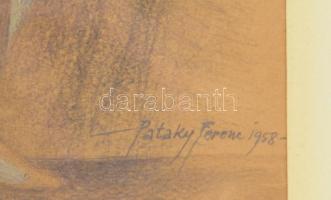 vitéz Pataky Ferenc (1897-1962) : Egzotikus női akt, 1958. Akvarell, ceruza, papír, jelzett, üvegeze...