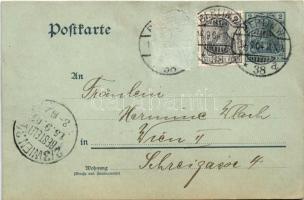 1904 Kézzel rajzolt virágos művészlap / Hand-drawn art postcard with flowers (vágott / cut)