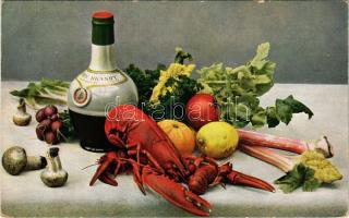 1912 Still life with lobster and brandy. Naturfarben-Phot. Ser. Stilleben 19.