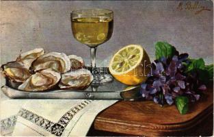 Still life with oysters. T.S.N. Serie 410. 6 Dess. s: M. Billing (EK)