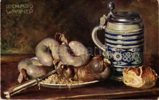 Still life with sausages. Serie 786. Hausmannskost No. 3. s: Richard Wagner