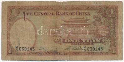 Kína 1936. 1Y "Central Bank of China" T:VG China 1936. 1 Yuan "Central Bank of China&...