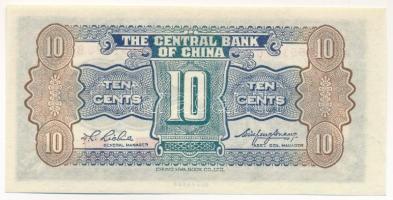 Kína 1937. 10c "Central Bank of China" T:AU China 1937. 10 Cents "Central Bank of Chi...
