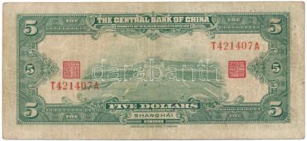 Kína 1930. 5$ "Central Bank of China" T:F
China 1930. 5 Dollars "Central Bank of Chi...