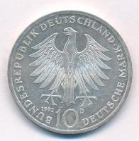 Németország 1992D 10M Ag "Pour le Mérite" T:AU patina Germany 1992D 10 Mark Ag "Pour ...