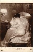 Boudeuse / Erotic nude lady art postcard. Salon de l'École Francaise A. N. Paris 1088. s: D. Enjolras