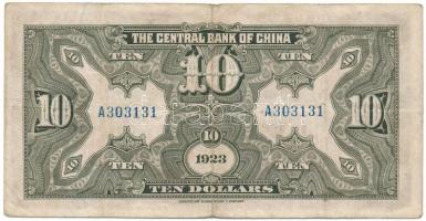 Kína 1923. 10$ "Central Bank of China" T:F China 1923. 10 Dollars "Central Bank of Ch...