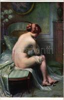 Nu / Naked. Erotic nude lady art postcard. Salon de Paris 1401. s: D. Enjolras