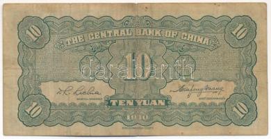 Kína 1940. 10Y "Central Bank of China" T:F China 1940. 10 Yuan "Central Bank of China...