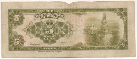 Kína 1945. 5Y "Central Bank of China" T:F,VG anyaghiány
China 1945. 5 Yuan "Central ...