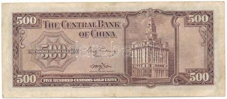 Kína 1947. 500CGU "Central Bank of China" T:F
China 1947. 500 Custom Gold Units "Cen...