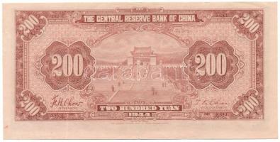 Kína / Japán megszállás 1944. 200Y "Central Reserve Bank of China" T:F
China / Japanese o...