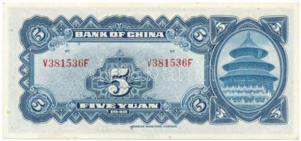 Kína 1940. 5Y "Bank of China" T:AU
China 1940. 5 Yuan "Bank of China" C:AU
Kra...