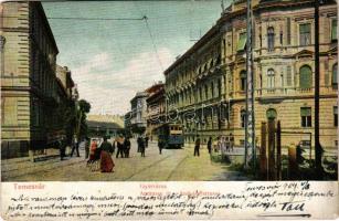 1904 Temesvár, Timisoara; Gyárváros, Andrássy út, villamos / Fabric, street, tram (EB)