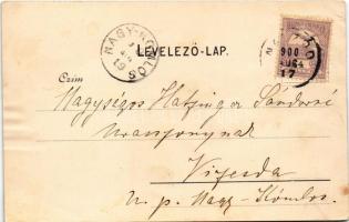 1900 Naszód, Nasaud; Fő tér, templom / main square, church (EK)