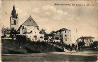 1937 Marosvásárhely, Targu Mures; Református templom és régi vár / Calvinist church and old castle (kis szakadás / small tear)