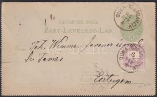 1894 Díjkiegészített zárt levelezőlap &quot;DUNA-SZERDAHELY&quot; - Esztergom (szakadás / torn)