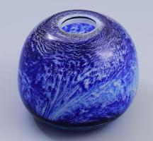 Murano vastagüveg váza, jelzés nélkül, ütődéssel, m: 13,5 cm