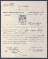 1899 Bécsben készült jegyzőkönyv 1K magyar okmánybélyeggel