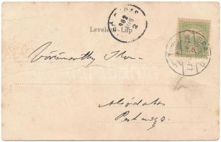 1902 Brassó, Kronstadt, Brasov; Árpád szobor. Magyar zászlós szecessziós litho / statue. Hungarian f...