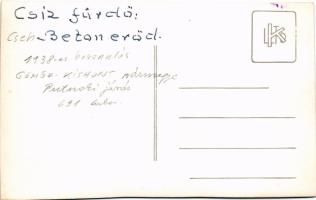 1938 Csízfürdő, Kúpele Cíz; bevonulás, katonák a cseh beton erődön, betonbunker / entry of the Hunga...