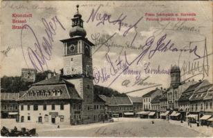 1906 Brassó, Kronstadt, Brasov; Ferenc József tér, Búzasor / square (EK)