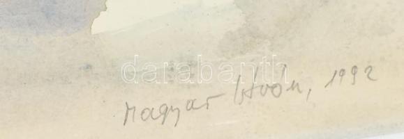 Magyar István (1949-2023): Madár, 1992. Akvarell, papír, jelzett. 52,5x52,5 cm