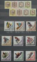 Magyar sorok, esetenként 2 vagy több példányban az 1962-1965 közötti időszakból, hozzá 8 db blokk, 10 fekete lapos A4-es berakóban