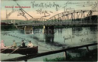 1906 Máriaradna, Radna (Lippa, Lipova); Templom, híd. Kohn Lajos kiadása / church, bridge