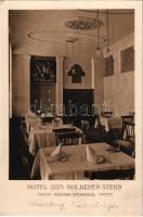 Segesvár, Schässburg, Sighisoara; Hotel zum goldenen Stern, kleiner Speisesaal. Fritz Balthes Architekt / Szálloda az Arany csillaghoz, kis étkező, belső / hotel, dining room, interior (EK)