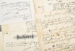 cca 1840-1890 19 db vegyes irat, közte két szignettás okirat, fejléces számlák, stb
