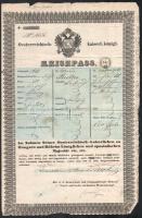 1850 Temesvár, Österreichisch-kaiserl. königl. Reisepass / útlevél 6 kr C.M. okmánybélyeggel, szakadással