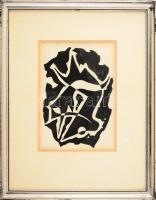 Barta Mária (1897-1969): Fekete formák, 1927. Tus, papír, jelzett, üvegezett fakeretben. 24x16,5 cm