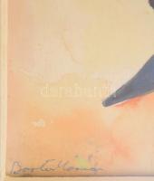 Barta Mária (1897-1969): Színes formák. Akvarell, papír, jelzett, üvegezett fakeretben. 28x17 cm