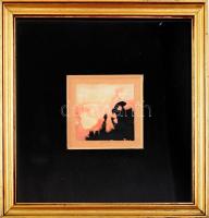 Barta István (1892-1976): Gesztusok. Akvarell, papír, jelzett, üvegezett fakeretben. 7x8 cm