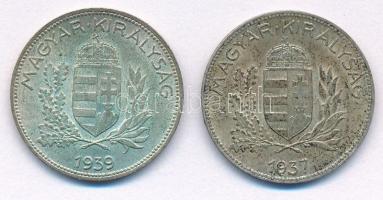 1937. 1P + 1939. 1P Ag (2x) T:AU,XF patina Adamo P66
