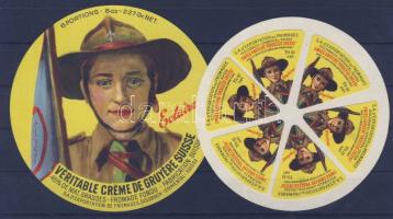 cca 1950 Svájci cserkész sajtcímke / Boy scout cheese label