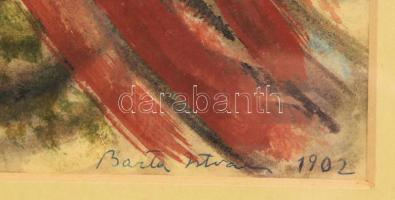 Barta István (1892-1976): Út a végtelenbe. Akvarell, papír, jelzett, üvegezett fakeretben. 30x21 cm