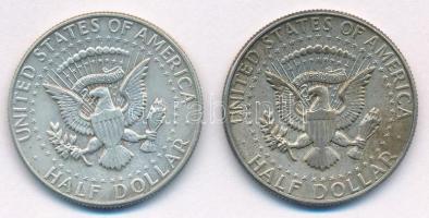 Amerikai Egyesült Államok 1966. 1/2$ Ag "Kennedy" + 1967. 1/2$ Ag "Kennedy" T:AU...