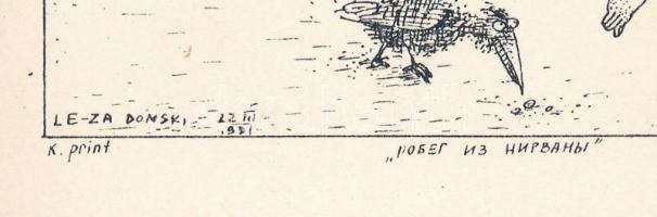 Le-Za Donski jelzéssel: A tolvaj és a tengerészek, nyomat, papír, paszpartuban, jelzett a nyomaton, ...