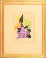 Barta István (1892-1976): Színes formák. Akvarell, papír, jelzett, üvegezett fakeretben. 26,5x19,5 c...