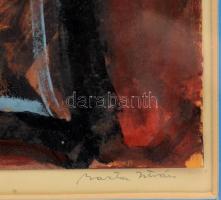 Barta István (1892-1976): Jelek. Zománcfesték, papír, jelzett, üvegezett fakeretben. 30x21 cm